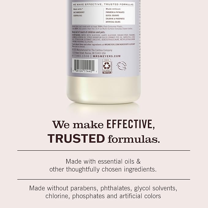 MRS. MEYER'S CLEAN DAY Multi-Surface Everyday Concentrate, Lavender Scent, 32 Fl Oz Bottle