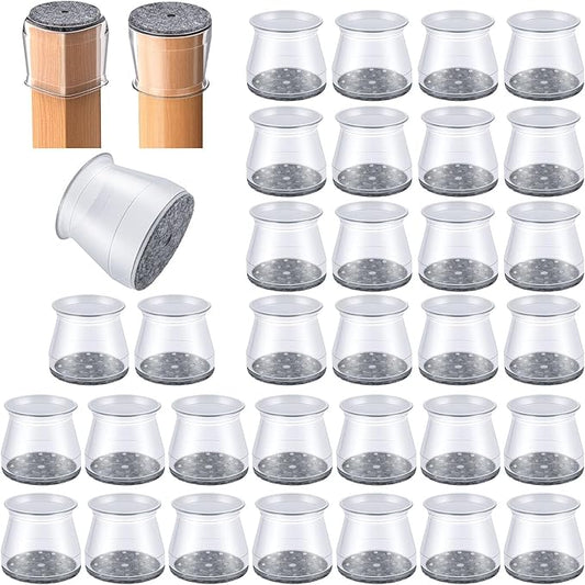 32 Pcs Chair Leg Floor Protectors - Silicone Felt Pads, Scratch-Proof & Noise-Free, Easy Smooth Moving, Large Size (Fits Round Chair Legs: 1-5/16" to 2" Diameter)