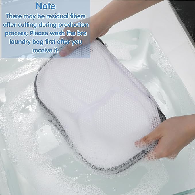 2 Pcs Laundry Bag for Bras, Bra Bag For Washing Machine, White Protective Mesh Wash Bags, Durable Bra Wash Bags with Zipper Closure for Machine Washing Delicates and Lingerie Care