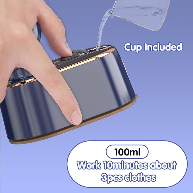 Travel Steamer Iron for Clothes - Portable Ironing Machine Small Size Portable Steamer Travel College Dorm Home Essentials (Blue)