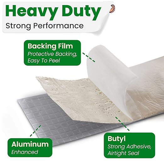 ECOHomes Aluminum Butyl Tape, Waterproof Aluminum Foil Tape for Leaks (4 Inch Wide) | Butyl Seal Tape for Roofs, Gutter Repair, Gutter Holes, Pipes, Metal Roof Patch, RV, Plumbing and Outdoor Sealing