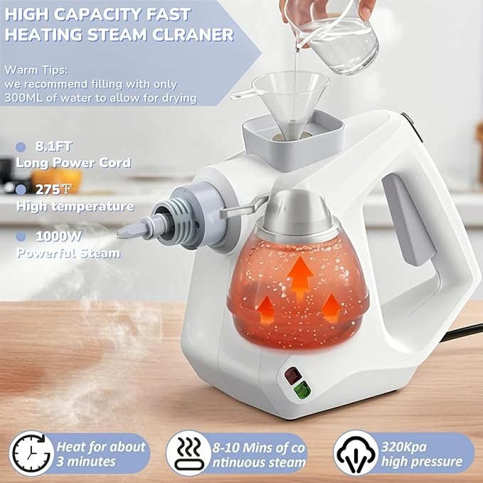 Petyoung Handheld Steam Cleaner, Professional Pressurized Steam Cleaner with 9 Accessories, Multipurpose Steam Cleaner for Home Use, for Cleaning Floor Upholstery Grout Window and Car