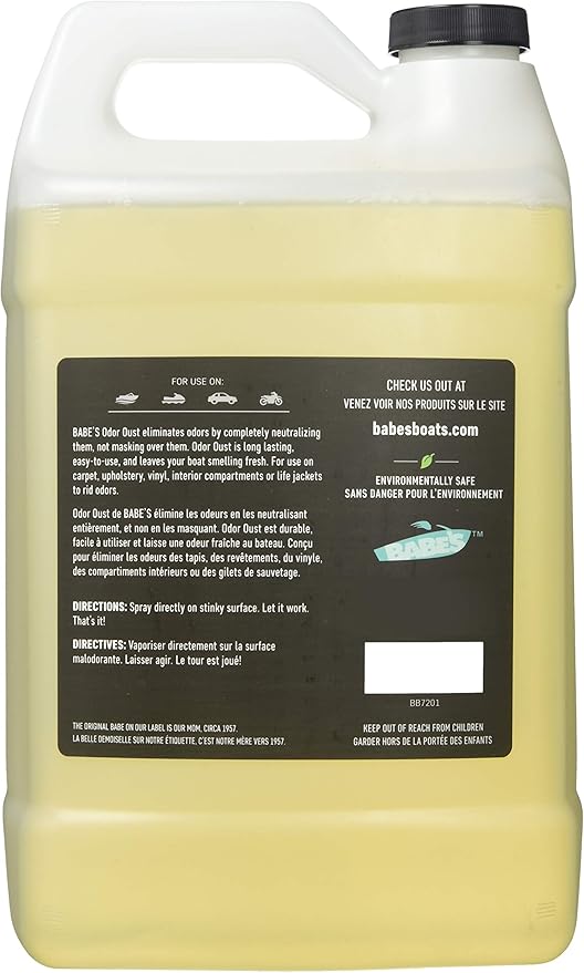 Babe’s Odor Oust – Marine Odor Eliminator Spray for Boats, Carpets & Upholstery – Neutralizes Smells, Repels Dirt & Leaves Fresh Scent - 1 Gallon