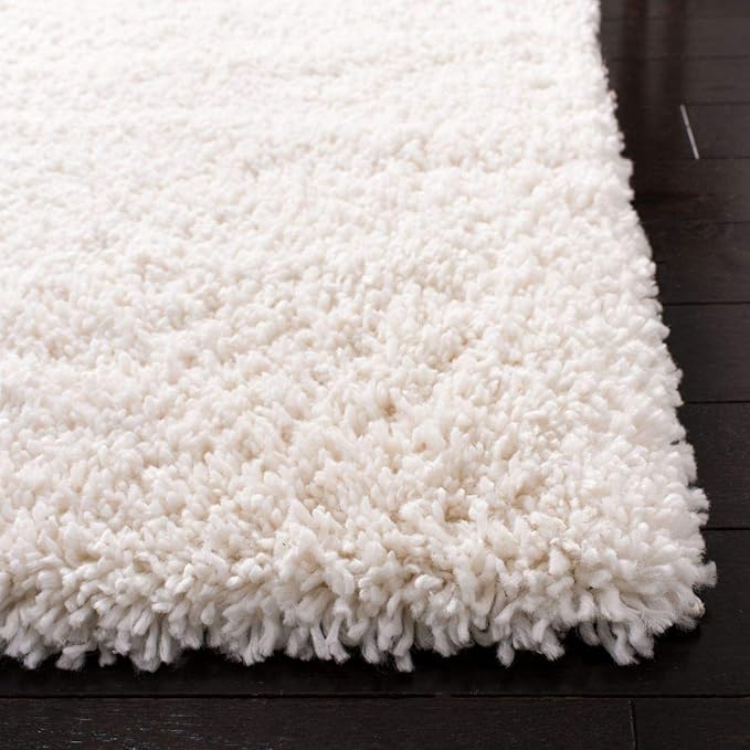 SAFAVIEH Fontana Shag Collection Runner Rug - 2'3" x 6', Ivory, Solid Design, Non-Shedding & Easy Care, 2-inch Thick Ideal for High Traffic Areas in Living Room, Bedroom (FNT800A)