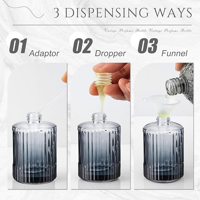 6 Pcs 30 ml Perfume Cologne Bottles Empty Refillable Travel Glass Chic Empty Perfume Spray Bottles Decorative Set for Men Women Portable Dispenser Fragrance Container Set (Black)