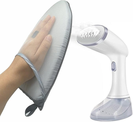 Garment Steamer Ironing Glove Mitt with Finger Loop for Clothes Steaming Mitt Anti Steam Mini Handheld Ironing Pad Board Heat Resistant Steamer Hand Protector with hanging loop for Steaming Clothes