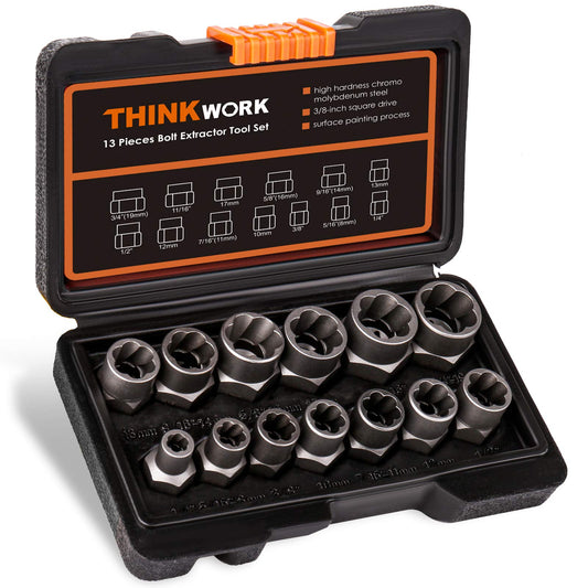 14-Piece Bolt Extractor Kit, 3/8" Drive Impact Bolt & Nut - Image 1