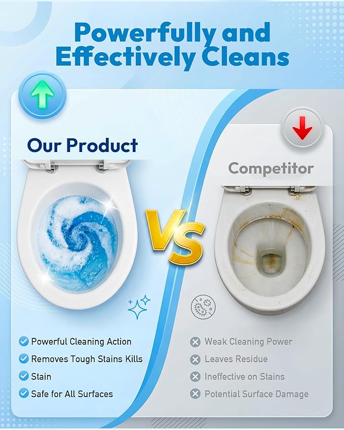 Disposable Toilet Wand Refill Compatible with Clorox Toilet Brush, 60 Count Disposable Heads for Deep Cleaning
