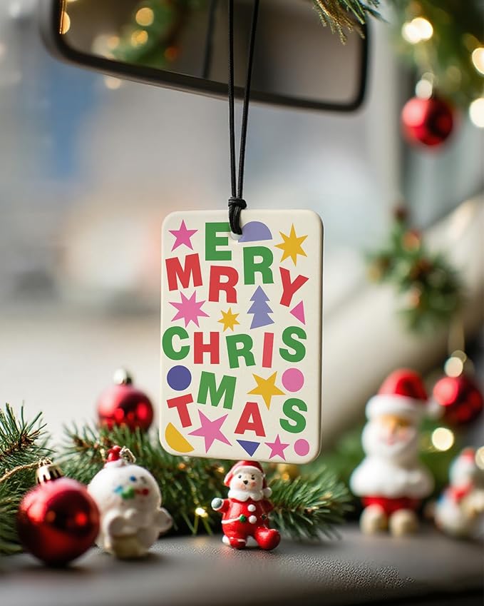 Cute Christmas Berry Car Air Freshener 4 Pcs, Merry and Bright Xmas Tree Snowflake Hanging Air Freshener for Cars Closet Drawer Books, Christmas Car Accessories Mirror Decor for Women