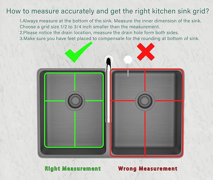 SANNO Kitchen Sink Protectors,Sink Grid with Rear Drain Hole, Double Sink Rack, 16.14"*13",Stainless Steel