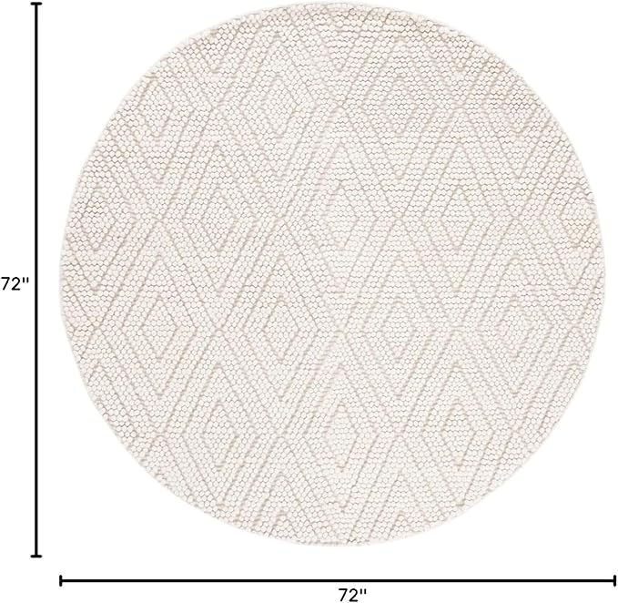 SAFAVIEH Natura Collection Area Rug - 6' Round, Ivory, Handmade Moroccan Boho Trellis Wool, Ideal for High Traffic Areas in Living Room, Bedroom (NAT224A)