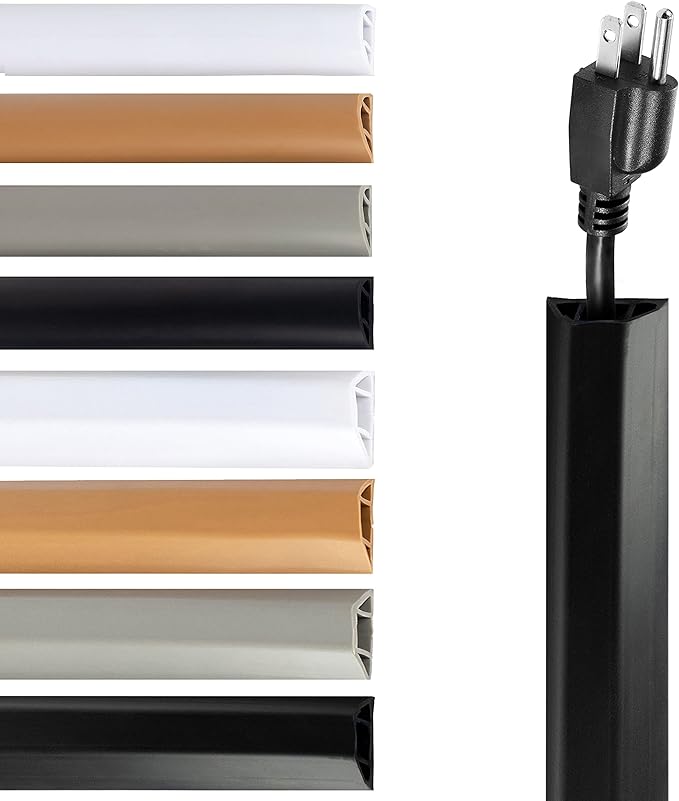 Rubber Bond TV Cord Hider Cable Protector - Strong Self Adhesive Wall Cord Cover Cable Hider - Low Profile Cable Management Wall Cord Concealer Cable Raceway