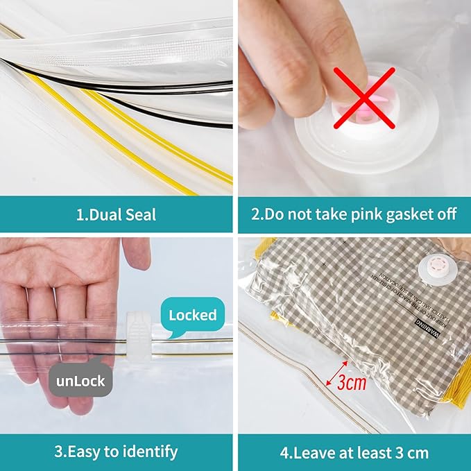 Vacuum Storage Bags for moving, Vacuum Seal Bags for Memory Foam, Latex, Clothing & Bedding, Space Saver Bags for Organization and Storage (10 Small)