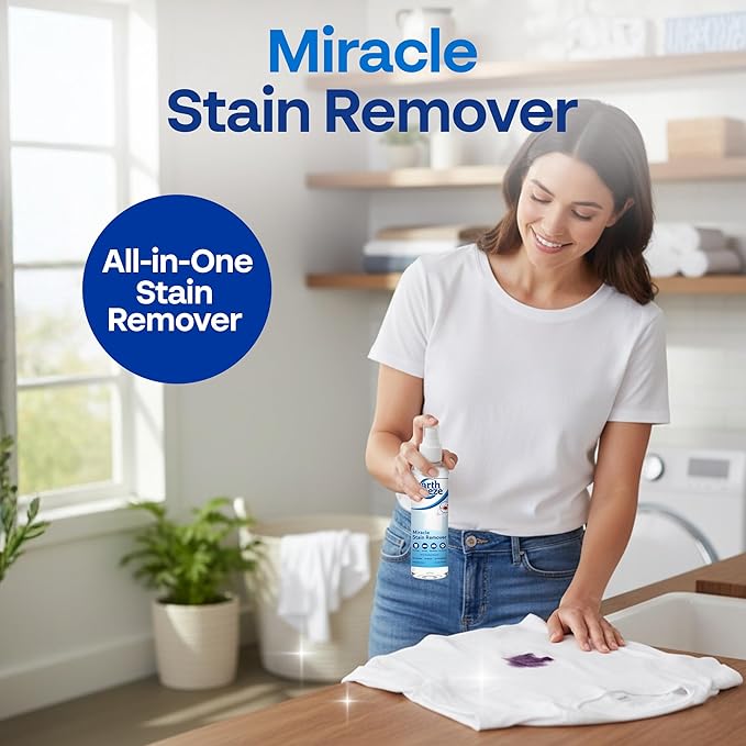 Earth Breeze Miracle Stain Remover Spray – Powerful All-In-One Solution - Removes Virtually All Household Stains – No Harsh Chemicals – Made in USA – Effective Tough Stain Eliminator – 4fl oz (2 pack)