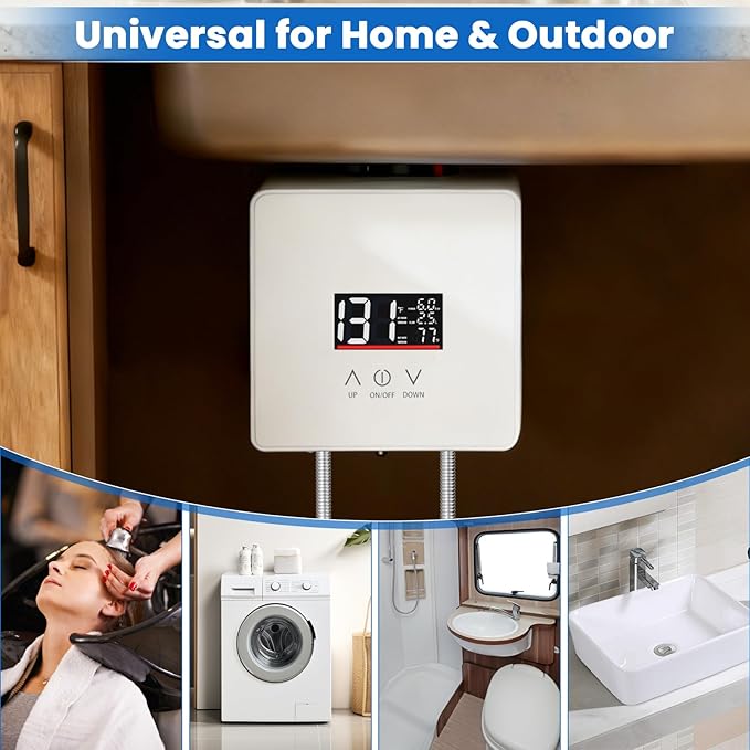 Tankless Water Heater Electric, 240V 6000W Under Sink Instant Water Heater with Digital Display Touch Screen On-Demand Water Heater Point Of Use for Kitchen, Bathroom, Laundry, RVs