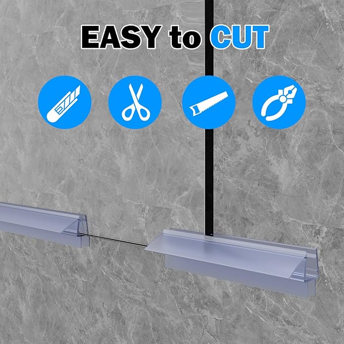 Frameless Glass Shower Door Bottom Seal Strip, Compatible with 3/8" Glass, 36" Shower Door Sweep to Prevent Leaks and Create a Water Barrier,Clear Vinyl Door Seal Strip