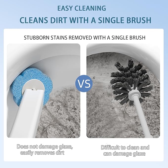 Disposable Toilet Brush Set, 24 Refills Extended Handle for Deep Cleaning and Hygienic Bathroom Maintenance, Gray