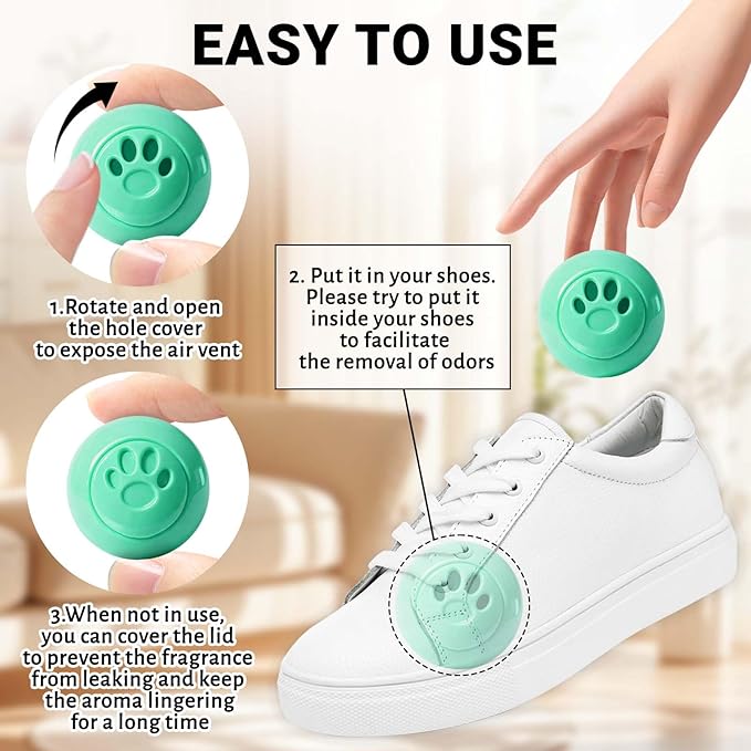 STRN Sneaker Deodorizer Balls 8 Packs Cotton Scent Shoe Odor Elimination, Scented Plastic Ball, Long-lasting Freshness Shoe Deodorizer for Sneakers Gym, Bags, Cars and Small Spaces