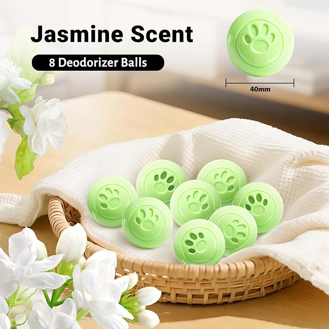 STRN Sneaker Deodorizer Balls 8 Packs Jasmine Scent Shoe Odor Elimination, Scented Plastic Ball, Long-lasting Freshness Shoe Deodorizer for Sneakers Gym, Bags, Cars and Small Spaces