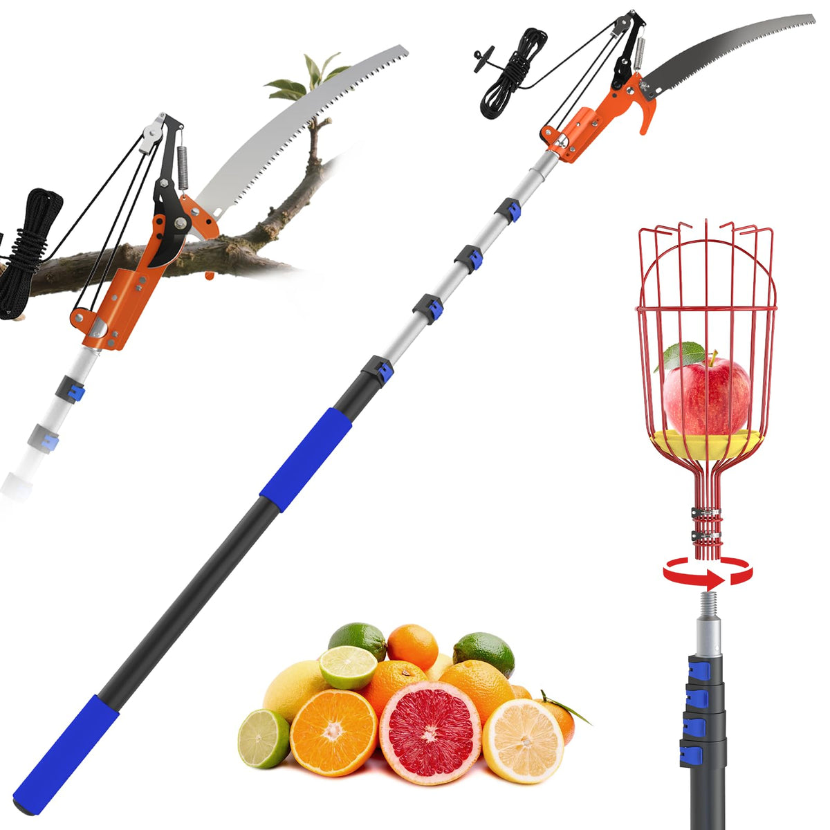 26FT Reach Pole Saw, Telescoping Tree Trimmer with 5-20FT - Image 1