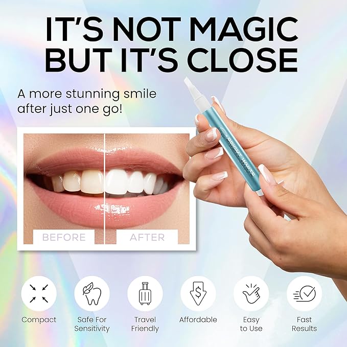 Venus Visage Teeth Whitening Pen, 40+ Uses - Teeth whitening Gel with Professional Formulation and Ingredients - Best Teeth Whitener Overnight and No Tooth Sensitivity (Mint) (0.10 Fl Oz (Pack of 4))