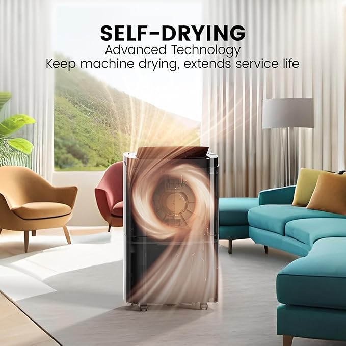 Kesnos 150 Pints Energy Star Dehumidifier with Pump for Space Up to 7500 Sq. Ft - Dehumidifier for Basement with Drain Hose, 1.85 Gal Water Tank, Handle, Self-Drying, Idear for Home, Office