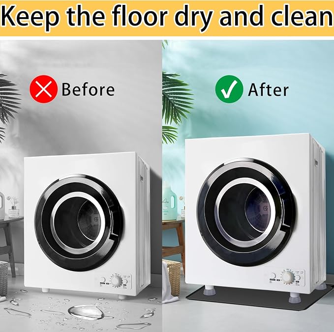 Washing Machine Pan with 4 Anti-Vibration Foot Pads – 23.6"x23.6",Non-Slip, Waterproof, Laundry Appliance Floor Protector Set –Noise Reduction Leak Prevention -Washer Soft Silicone Bottom Mat
