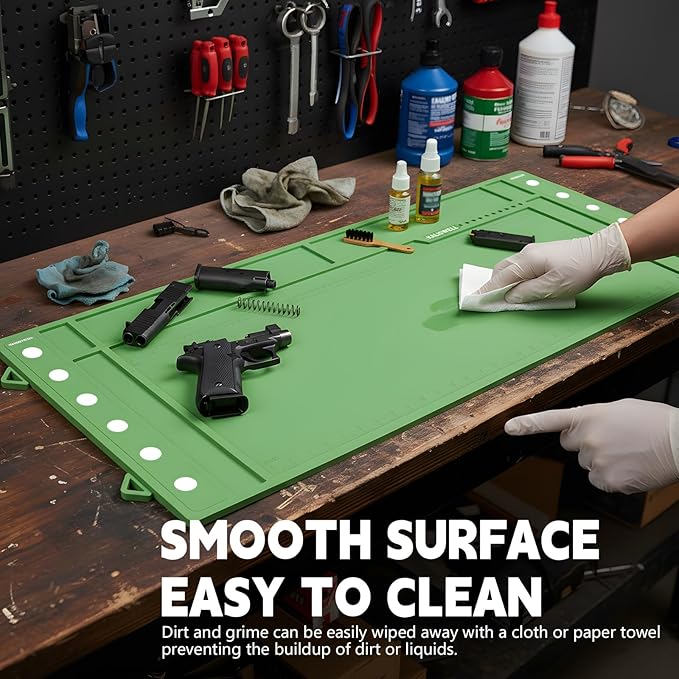 Gun Cleaning Mat, Extra-Large 40" X 16" Anti-Slip Rubberized Magnetic Gun Mat, Protective Workbench Pad for Gun Cleaning,Suitable for Commonly Used Firearms.,Built-in Centimeter and Inch Scales.
