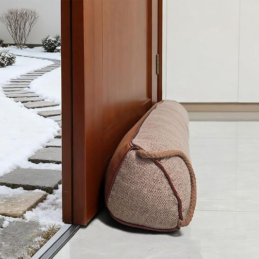 34 Inch Under Door Draft Stopper, Blocks Hot Cold Air Wind from Door and Window Bottom,Weather Seal, Reduce Noise Light,Triangular, Coffee