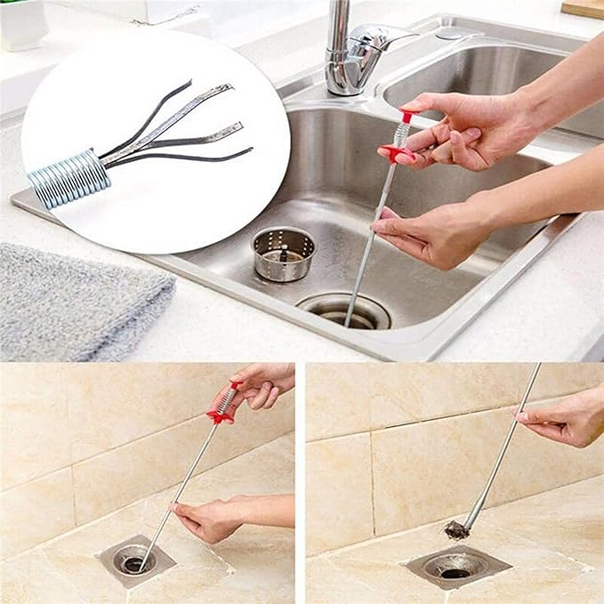 Drain Clog Remover Snake Tool for Hair and Debris, Unclog Toilet, Sink, Shower, Bathtub, Sewer