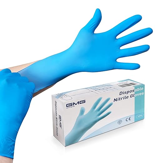 GMG SINCE1988 Disposable Nitrile Gloves, Powder-Free, Latex-Free Safety Glove for Cleaning, Food Handle, or Automotive(Small Size, 100 Pack)