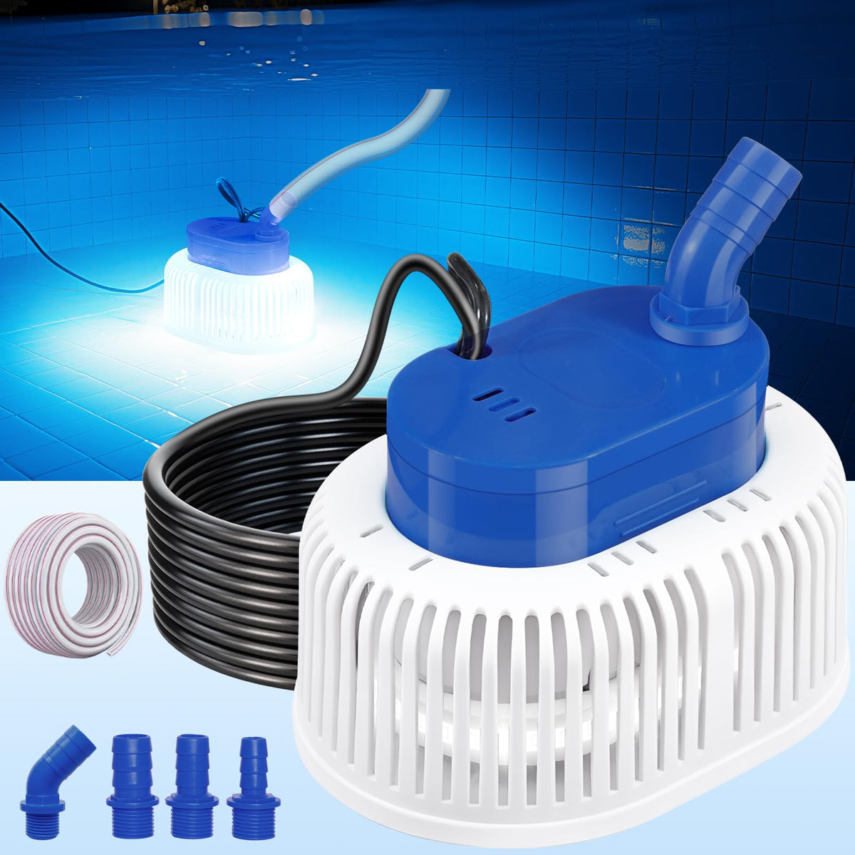 Pool Cover Pump with Lights, Above Ground Sump Pump - Image 1