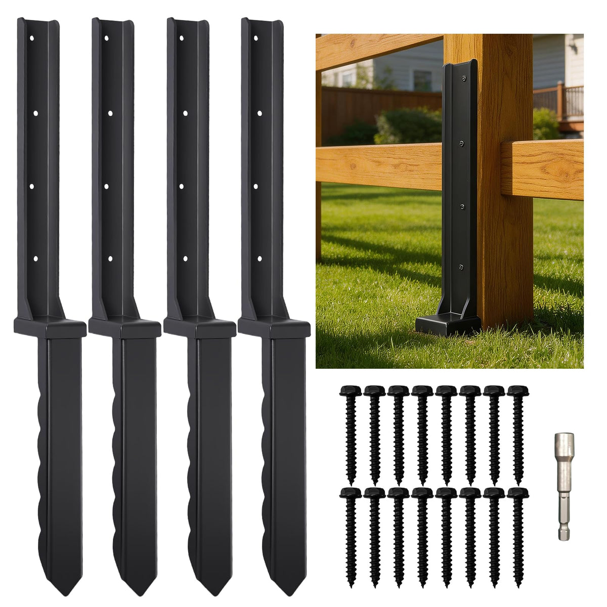 4 Pcs 30" Tall Fence Post Repair Kit - Image 1