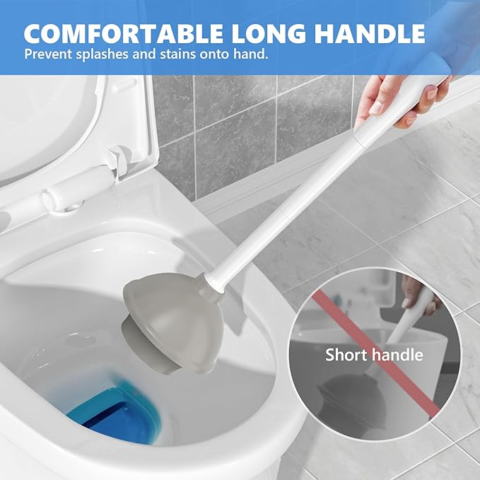 Toilet Brush and 2 Pack Toilet Plunger Combo, Plungers for Bathroom Heavy Duty for 5.7-inch Toilet Drain,Space Saving Toilet Bowl Brush Durable Bristles Toilet Scrubber for Bathroom Clean