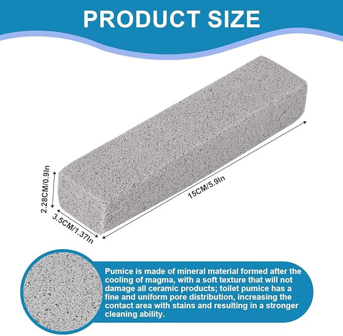 Herda 16 Pack Pumice Stone Toilet Bowl Cleaning, Powerfully Pumice Stick for Cleaning Hard Water Rings, Calcium Buildup, Rust, Pumice Stone for Cleaning Toilets, Tubs, Grills, Swimming Pools, Sinks