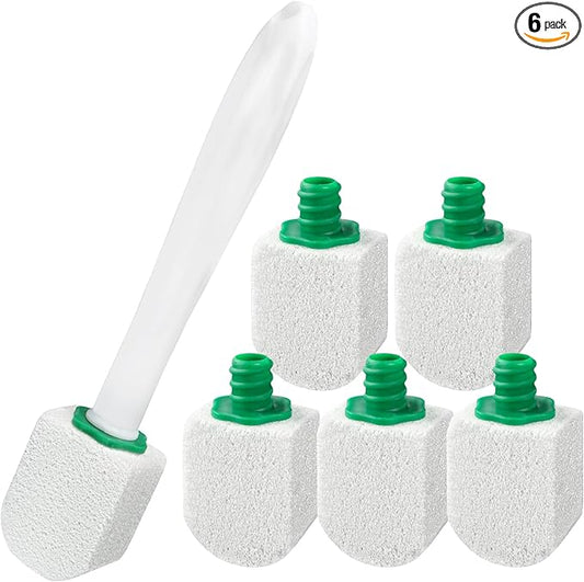 AUAUY 6 Pack Pumice Stone with Handle, Toilet Bowl Pumice Stone for Cleaning, Hard Water Toilet Ring Remover, 1 Handle + 6 Pumice Stones for Cleaning Toilets, Bathtubs, Grills, Kitchen Sink