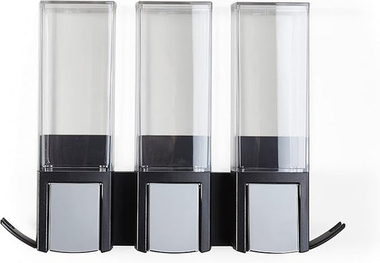 Better Living Products 77384 CLEVER Soap and Shower Triple Dispenser, Black/Chrome