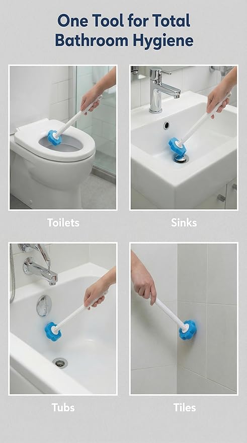 Disposable Toilet Brush for Bathroom Cleaning, Deep Cleaning Toilet Bowl Cleaner with Replaceable Heads, Hygienic Storage Design,House Warming Gifts New Home (Gray – 32 Refills Auto Flip Toilet Brush)