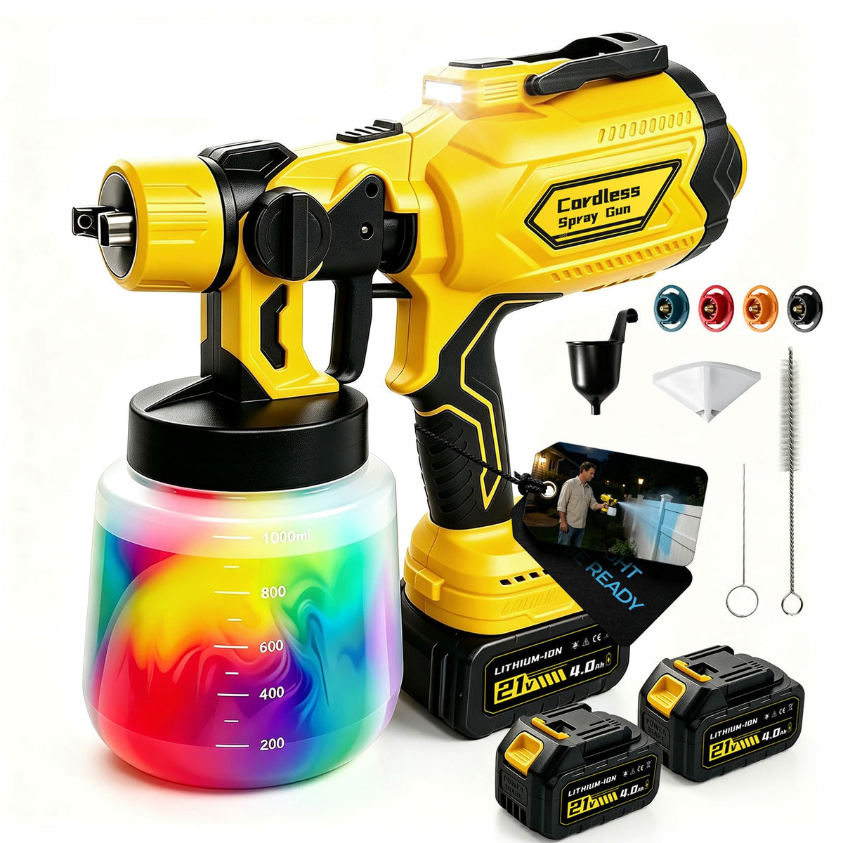 Cordless Paint Sprayer with LED Light and Spray Paint Gun - Image 1