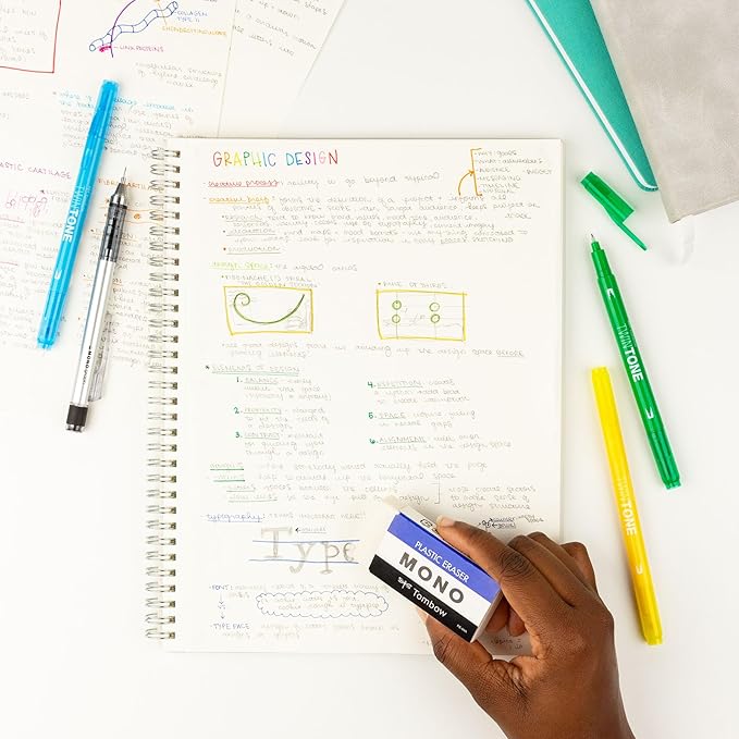 TOMBOW 57332 Mono Eraser, White, Jumbo, 1 Pack. Cleanly Removes Marks Without Damaging Paper