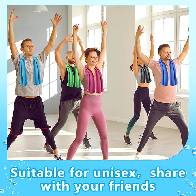 Shellwei 60 Pack Cooling Towels,40"x12" Ice Breathable Soft Chilly Sweat Rag Microfiber Workout Rags for Gym Cooling Towels for Neck and Face for Yoga Golf Sport Running (10 Colors)