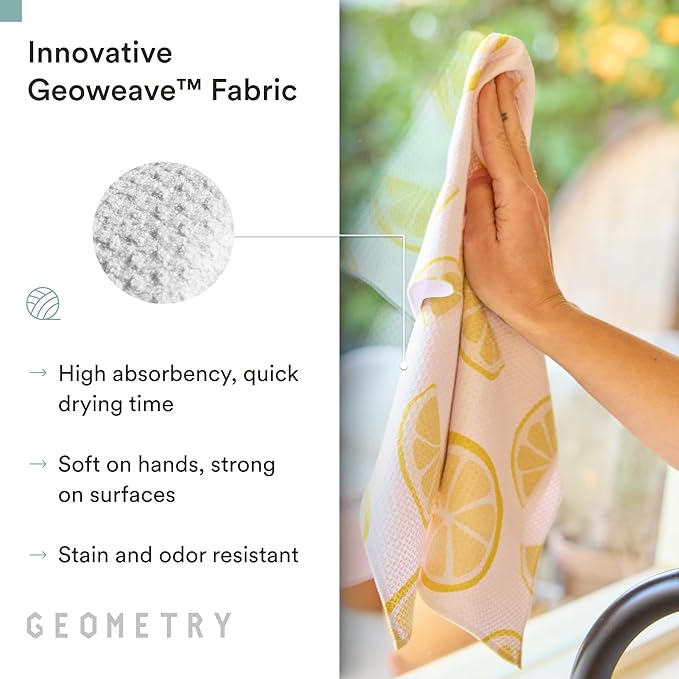 GEOMETRY Spring Kitchen Towels - Quick Dry Microfiber Cloth Spring & Summer Dish Towels for Kitchen Drying - Premium Quick Dry Towel - Lemonade Lines, 18" x 30" - 2-Pack