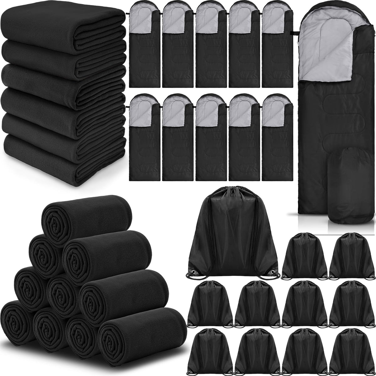 30 PC Homeless Supplies, Sleeping Bags, Blankets, Bags - Image 1