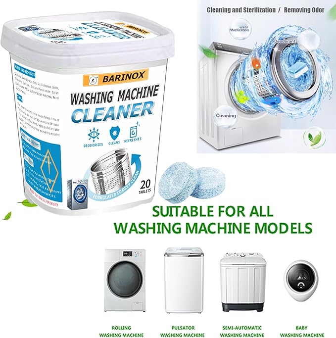 Washing Machine Cleaner Tablets & Mold Remover Gel Bundle, 20 Pack + 7oz