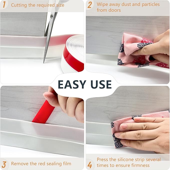 【2026 New Upgrade】 Wide Silicone Weather Stripping Door Seal with Strong Adhesive 2" x 20 ft, Draft Stopper for Garage, Shower & Sliding Doors - Gap & Under Door Protection, Transparent