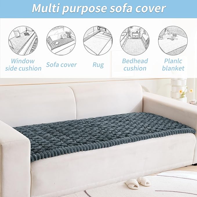 Couch Cover for Dogs Washable,Non Slip Fuzzy Durable Couch Covers for 3 Cushion Sofa Pet Friendly Sofa Cover Dog Thick Soft Slipcovers Protector Couches Mat Bed (Grey, 27.6" x 70.9"/70 x 180cm)