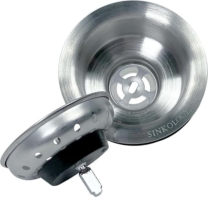 SinkSense Kitchen Sink Heavy Duty Basket Strainer Drain with Post Style Basket, Stainless Steel