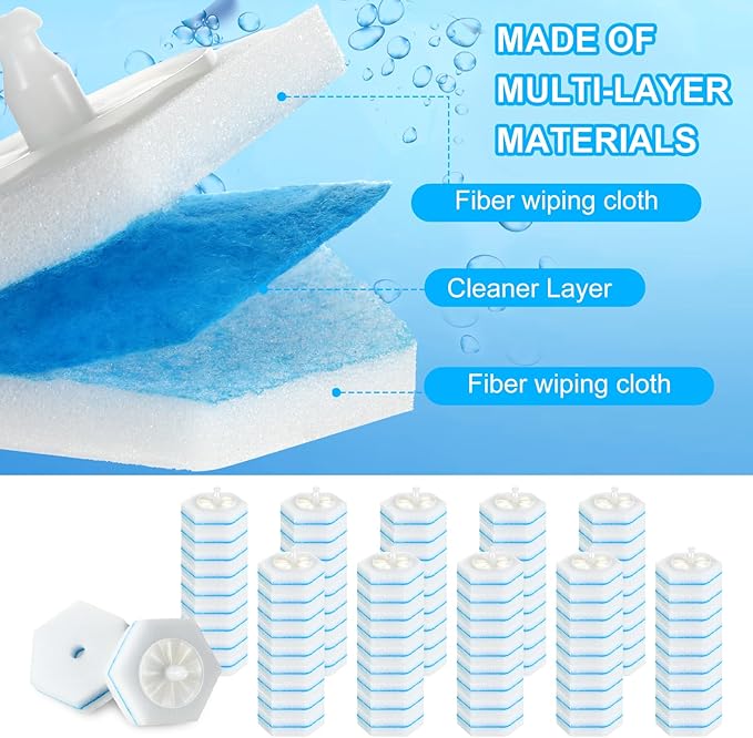 50 Pcs Disposable Toilet Brush Refills, Toilet Bowl Cleaning Wand Refills, Toilet Brush Replacement Head for Bathroom and Toilet Cleaning