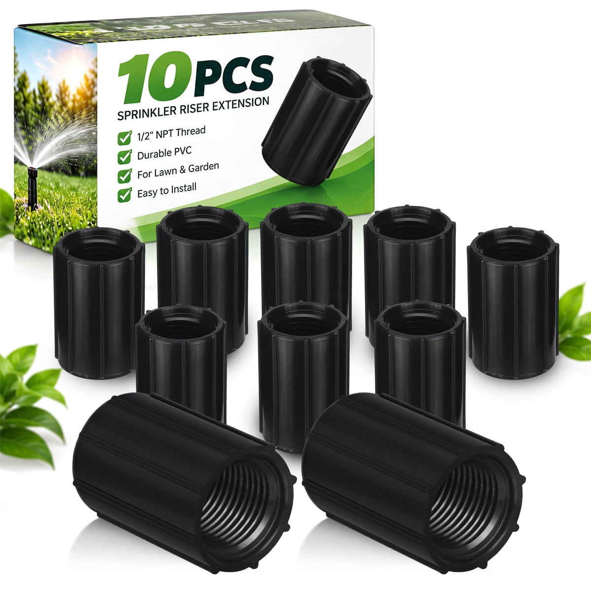 Yahenda 10 Pcs 1/2 Inch Double Female Thread PVC Coupling - Image 1