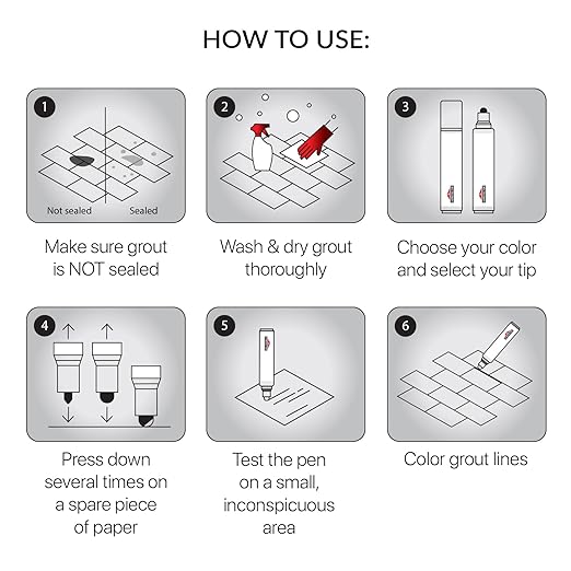 X-Protector Water Based Grout Marker - 2 PCS with 8 Tips, Dark Gray